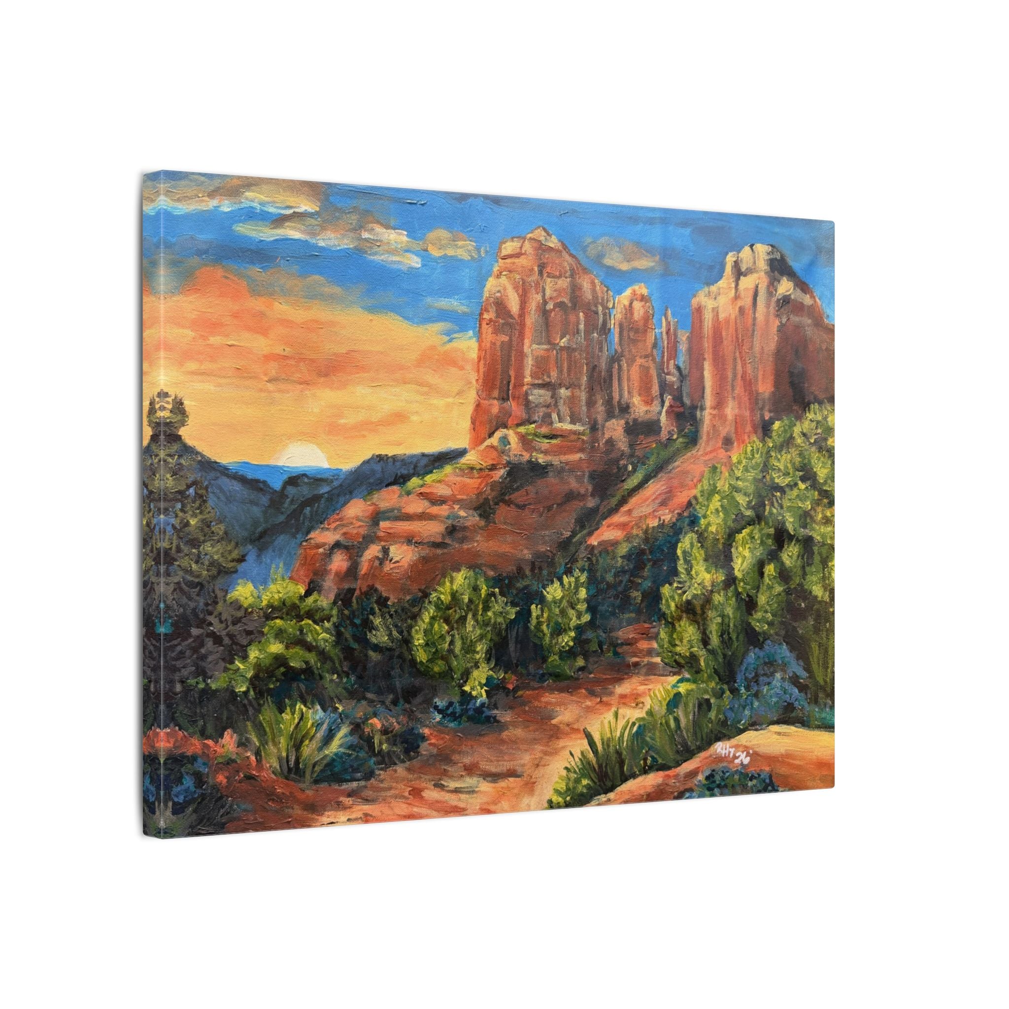Desert Path Landscape Matte Canvas Wall Art Print of Original– Stretched Scenic Southwestern Sunset