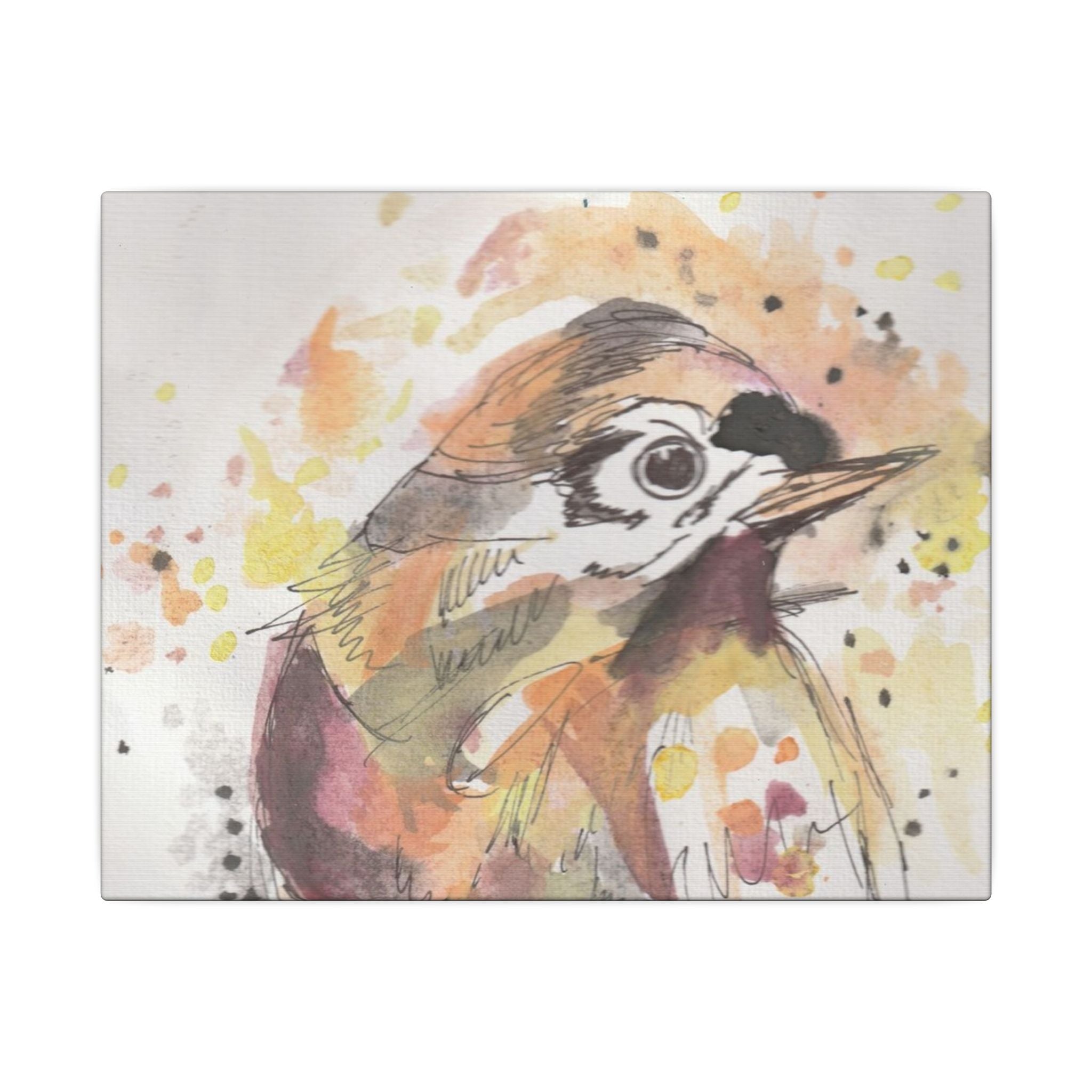 Carolina Wren Canvas Print of Original— Colorful Songbird Wall Art