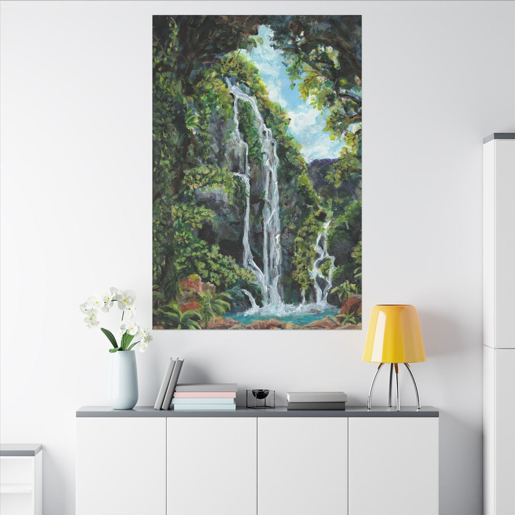 Hidden Falls Canvas Wall Art — Tropical Forest Matte Stretched Print of Original