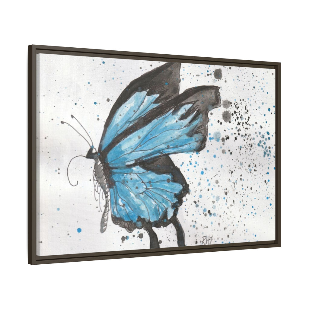 Blue Watercolor Butterfly Matte Canvas Print (Framed)