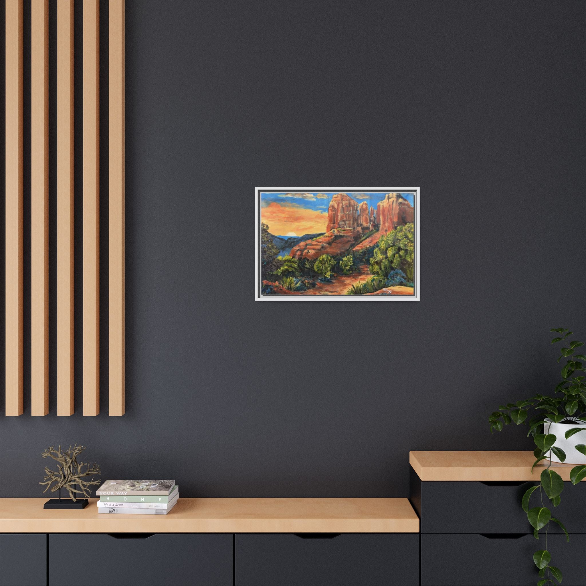 Framed Matte Canvas Desert Path Landscape Wall Art Print of Original
