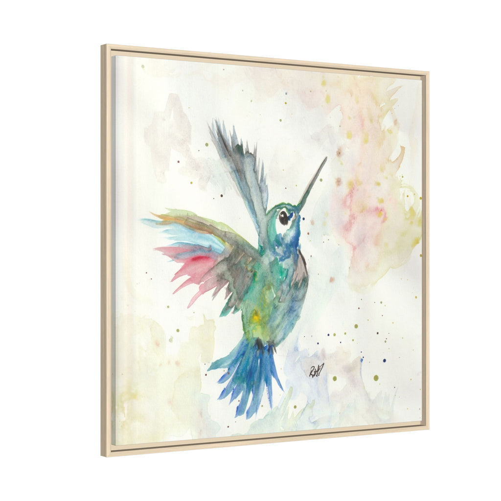 Higher Hummingbird Watercolor Framed Canvas Print of Original — Multicolor Matte Wall Art