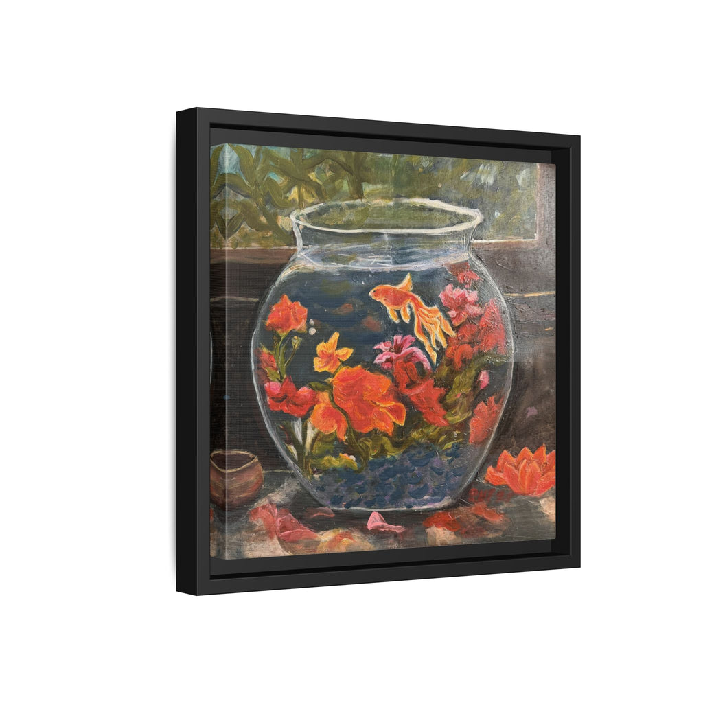 Framed Matte Canvas Print of Original– Colorful Goldfish Bowl Art