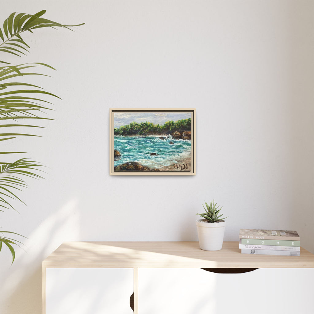 Framed Matte Canvas Print — Down By The Bay Print of Original - Turquoise Ocean Seascape Painting