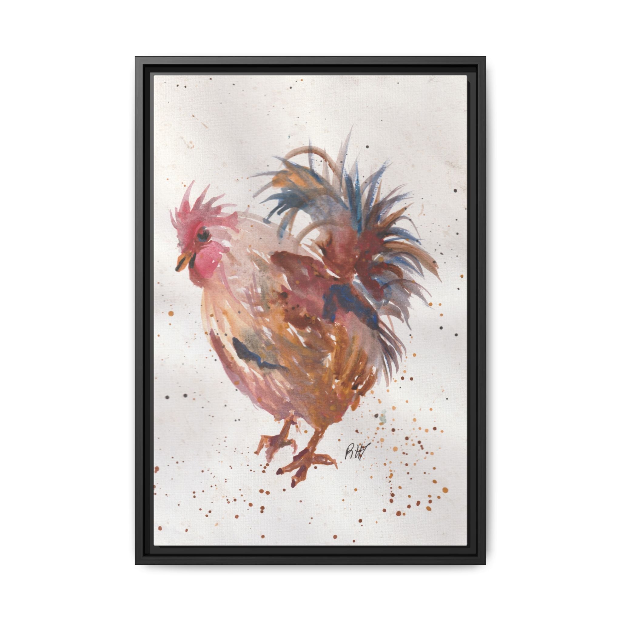 Watercolor Matte Canvas Print of Original Henrietta — Framed Farmhouse Wall Art