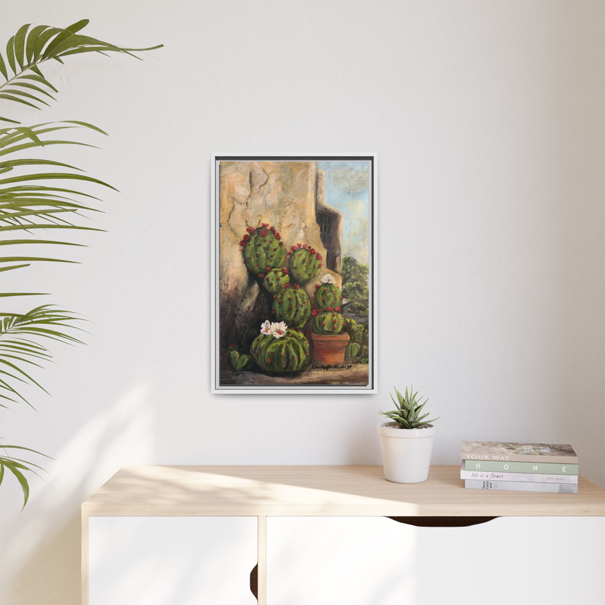 Matte Canvas Print of Original Desert Bloom, Framed (Multi-color)