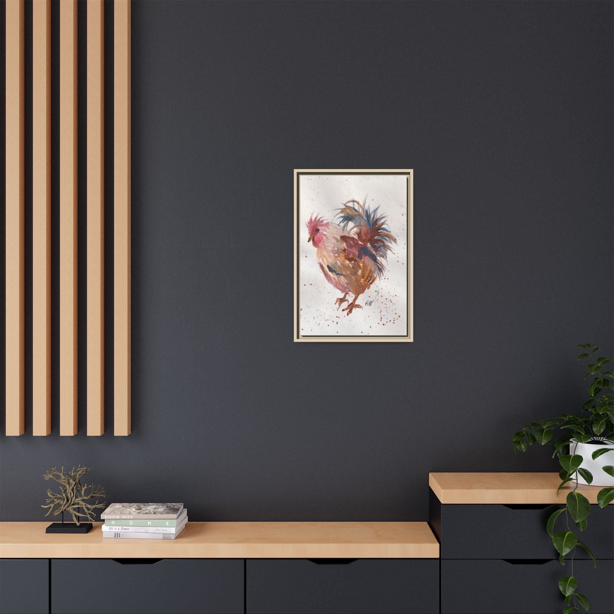 Watercolor Matte Canvas Print of Original Henrietta — Framed Farmhouse Wall Art