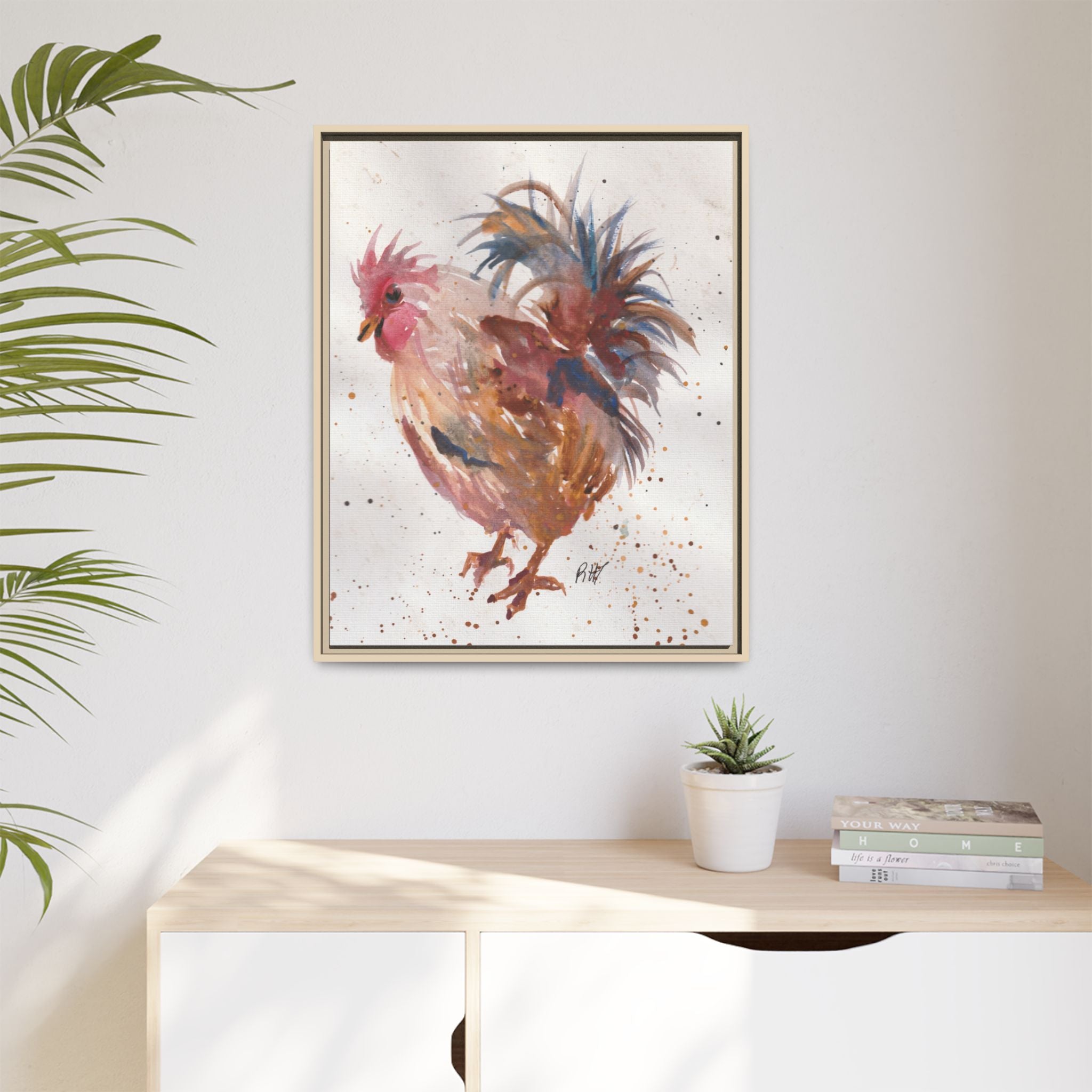 Watercolor Matte Canvas Print of Original Henrietta — Framed Farmhouse Wall Art