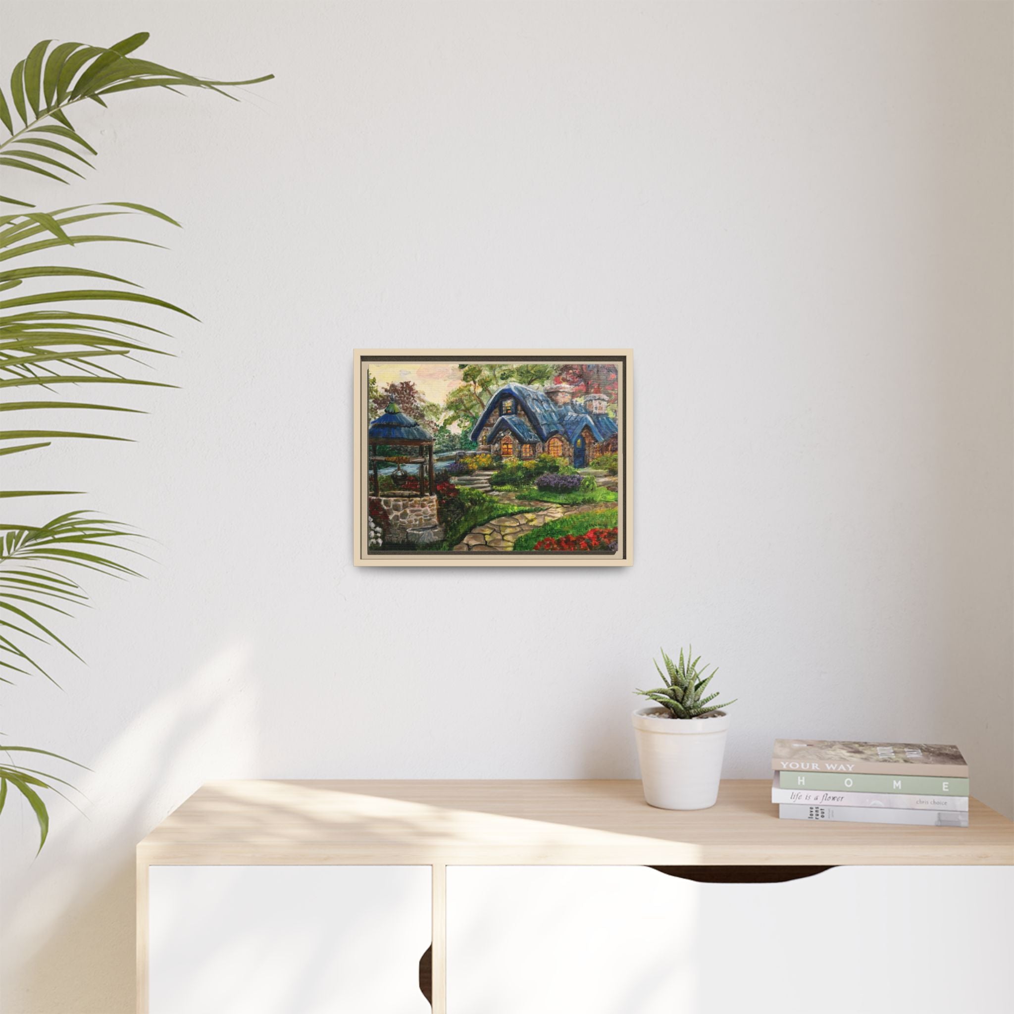 Framed Matte Canvas Cottage Well - Print of Original— Cozy Garden Pathway Print