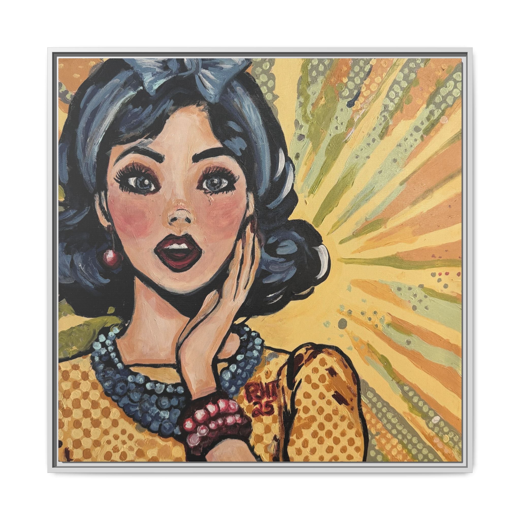Pop Art Surprise Framed Canvas Print of Original "OMG"