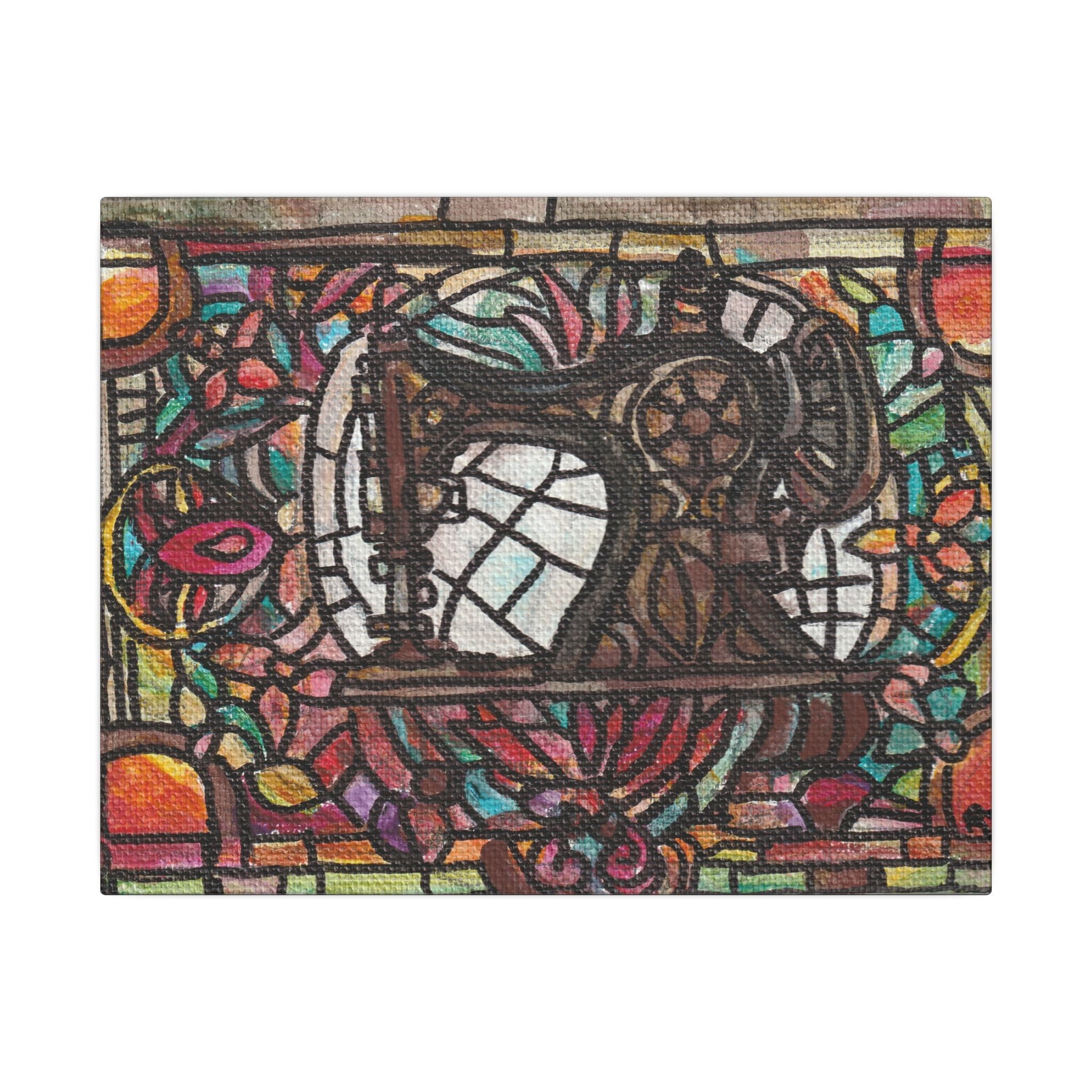 Vintage Sewing Machine Stained-Glass Matte Canvas Print of Original Great Grandma's Sewing Machine