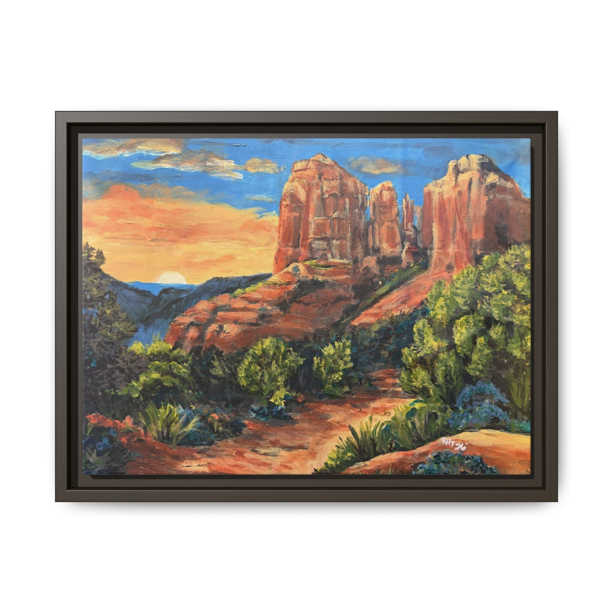 Framed Matte Canvas Desert Path Landscape Wall Art Print of Original