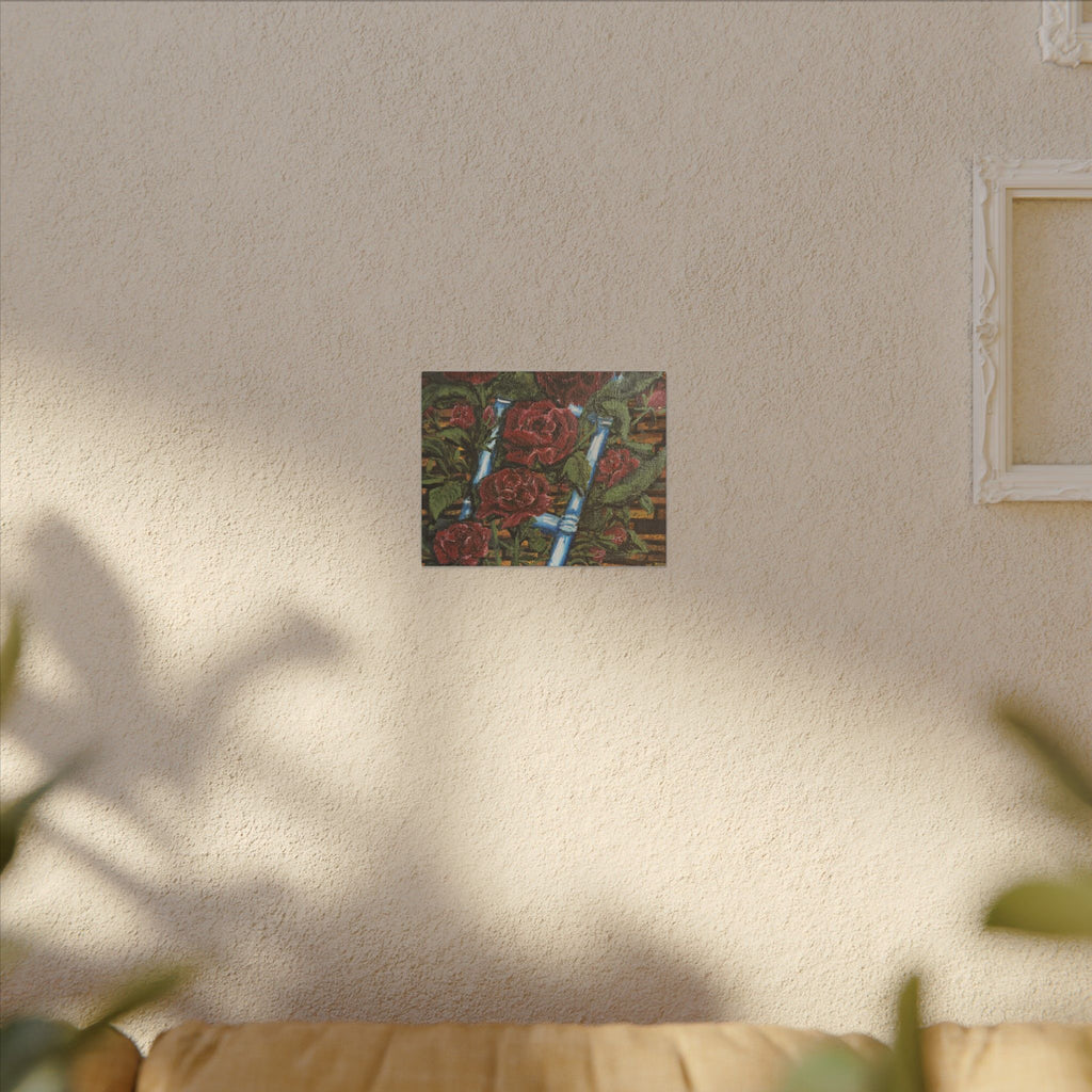 Climbing Roses Canvas Wall Art Print of Original- Stretched Matte Floral Painting