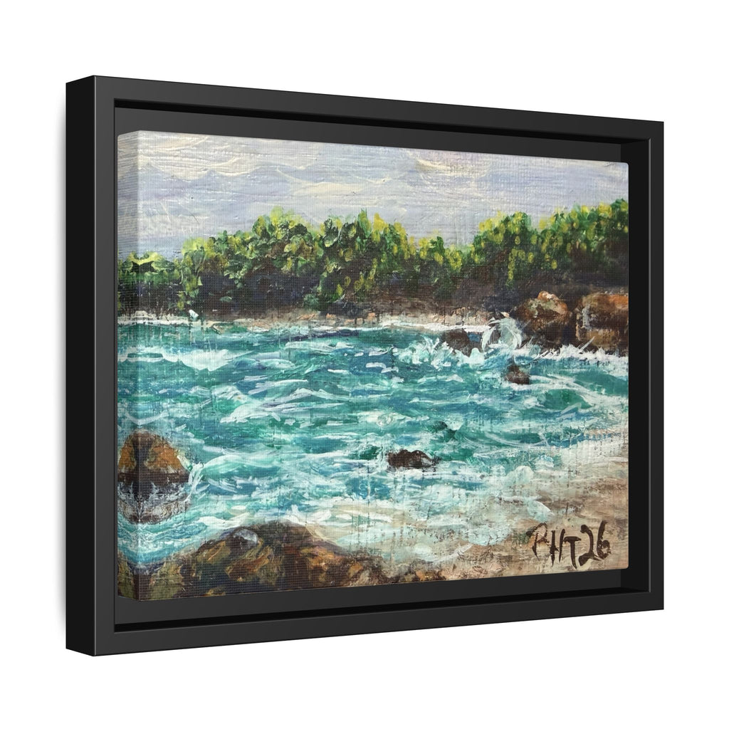 Framed Matte Canvas Print — Down By The Bay Print of Original - Turquoise Ocean Seascape Painting