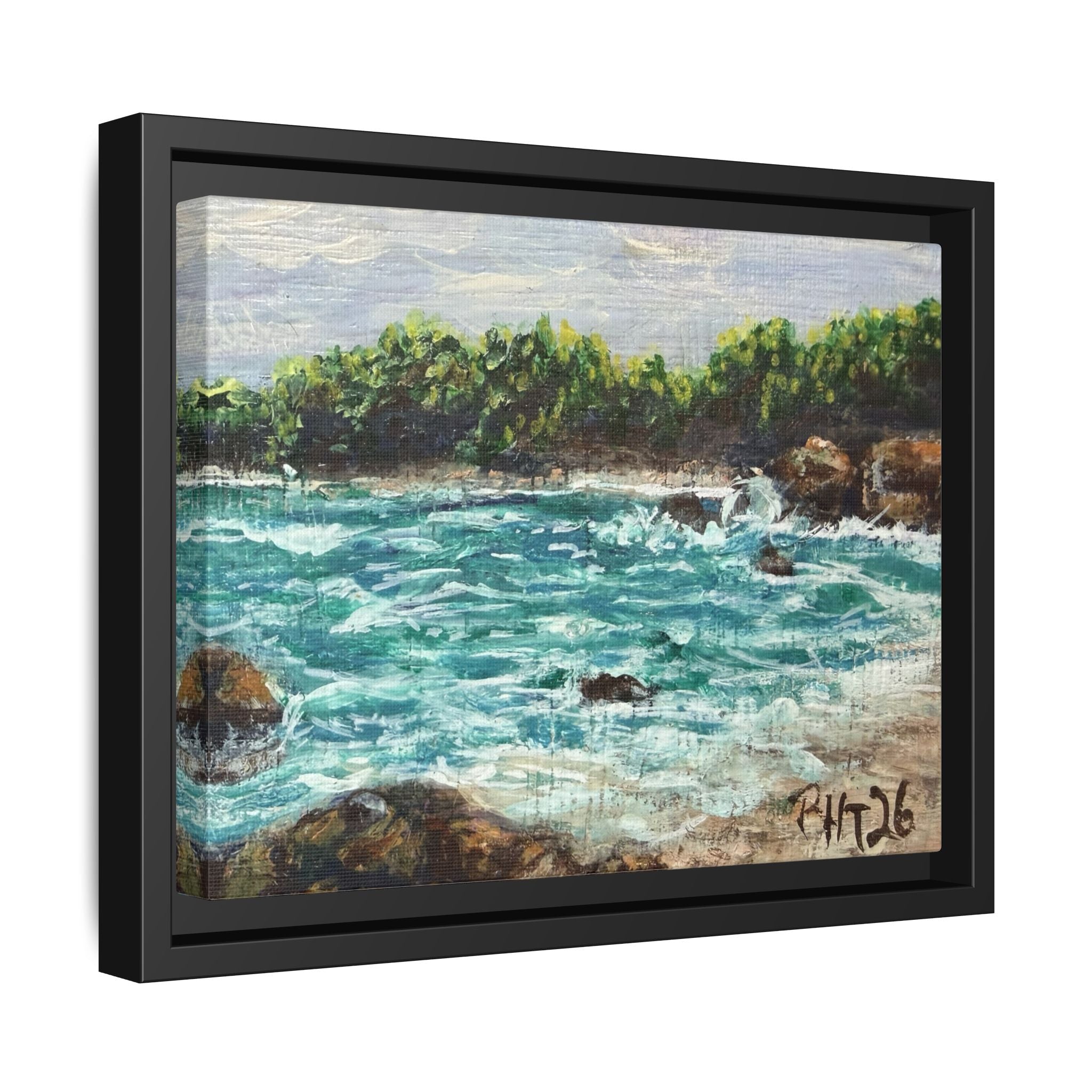 Framed Matte Canvas Print — Down By The Bay Print of Original - Turquoise Ocean Seascape Painting