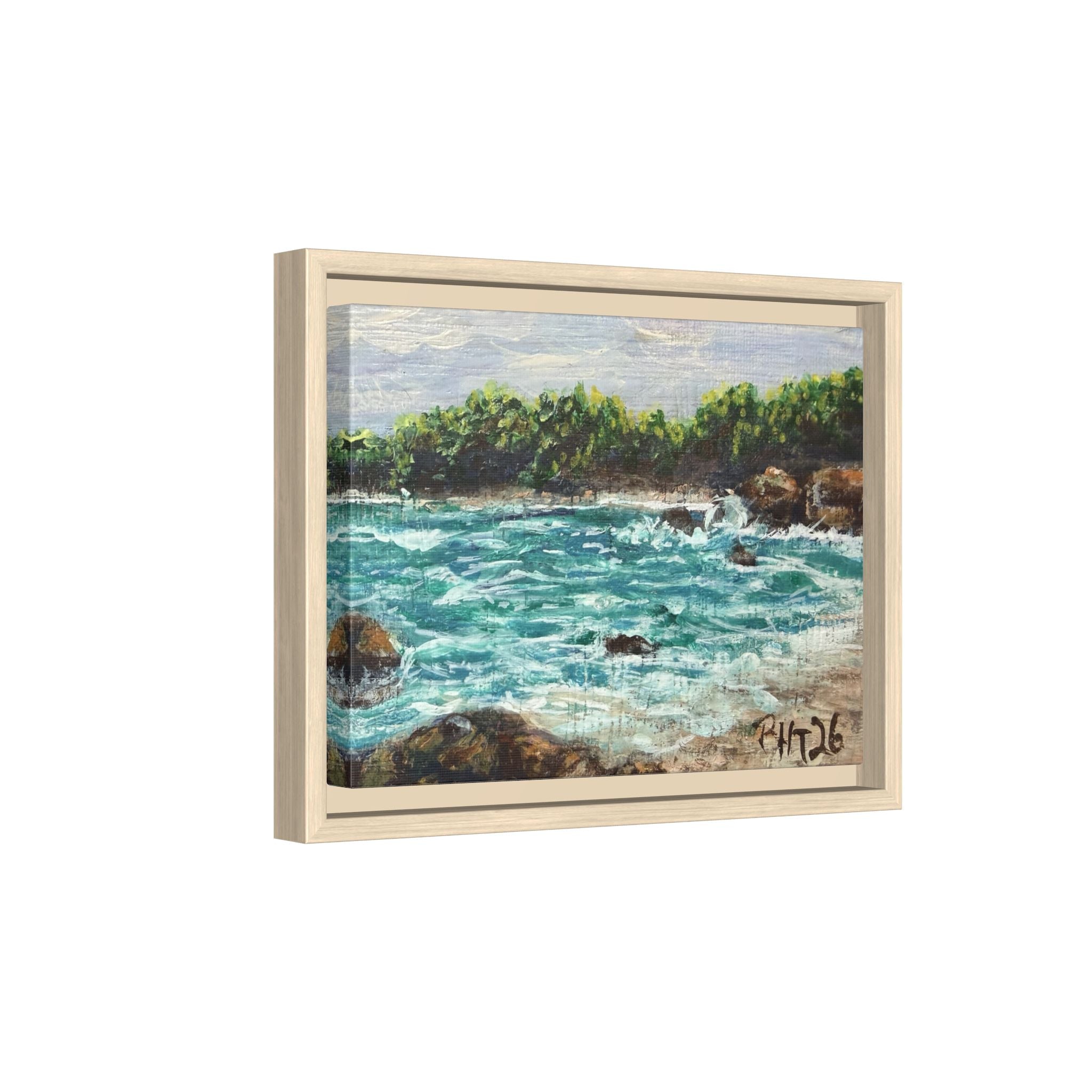 Framed Matte Canvas Print — Down By The Bay Print of Original - Turquoise Ocean Seascape Painting