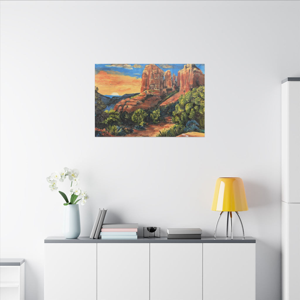 Desert Path Landscape Matte Canvas Wall Art Print of Original– Stretched Scenic Southwestern Sunset