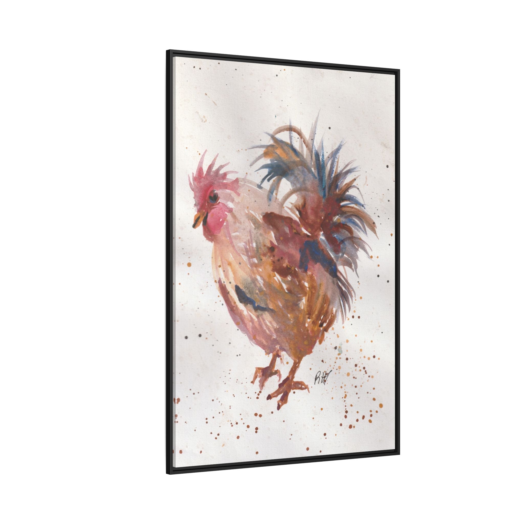 Watercolor Matte Canvas Print of Original Henrietta — Framed Farmhouse Wall Art