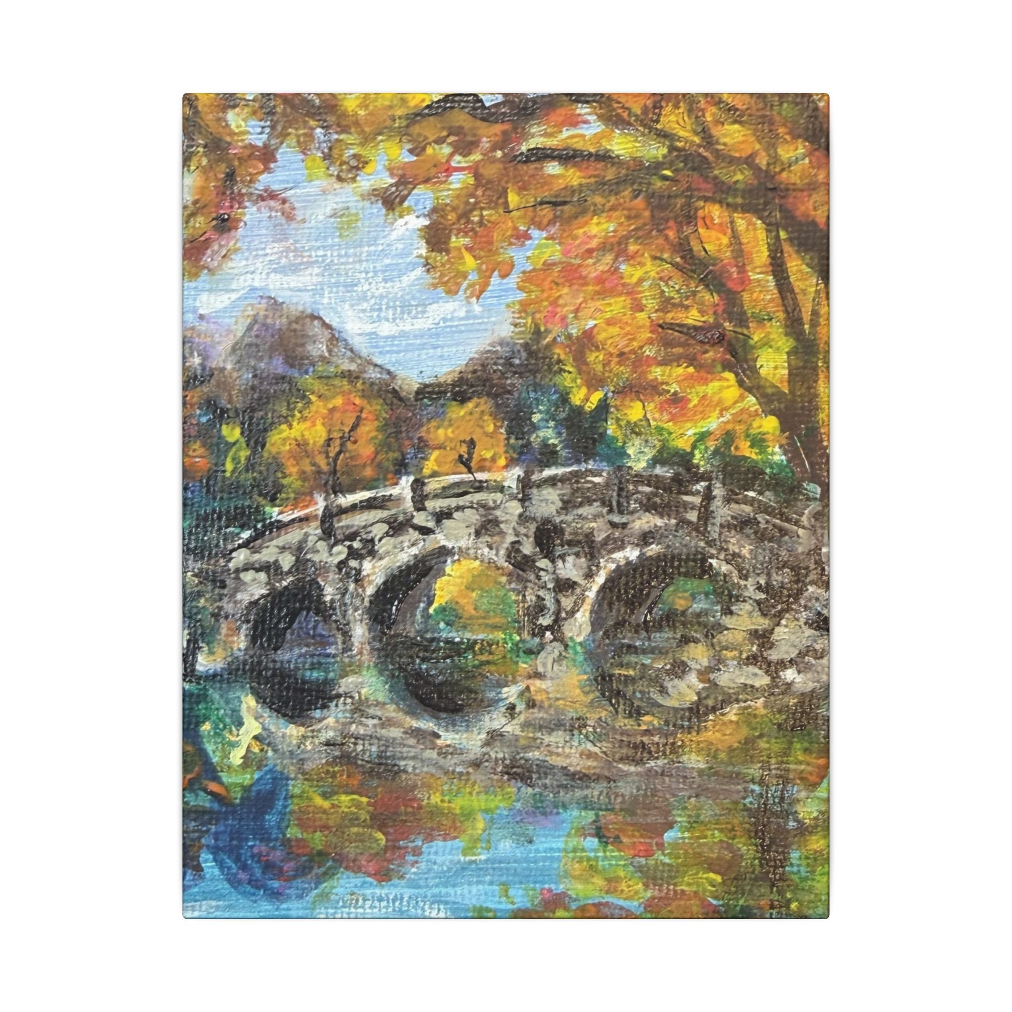 Autumn Bridge Canvas Print of Original  — Fall Landscape Wall Art