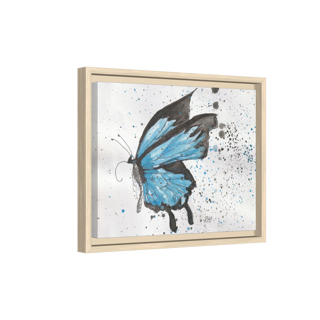 Blue Watercolor Butterfly Matte Canvas Print (Framed)