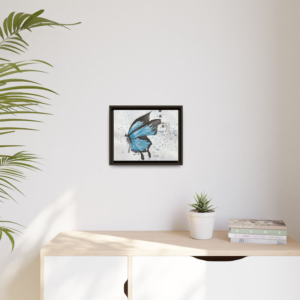 Blue Watercolor Butterfly Matte Canvas Print (Framed)