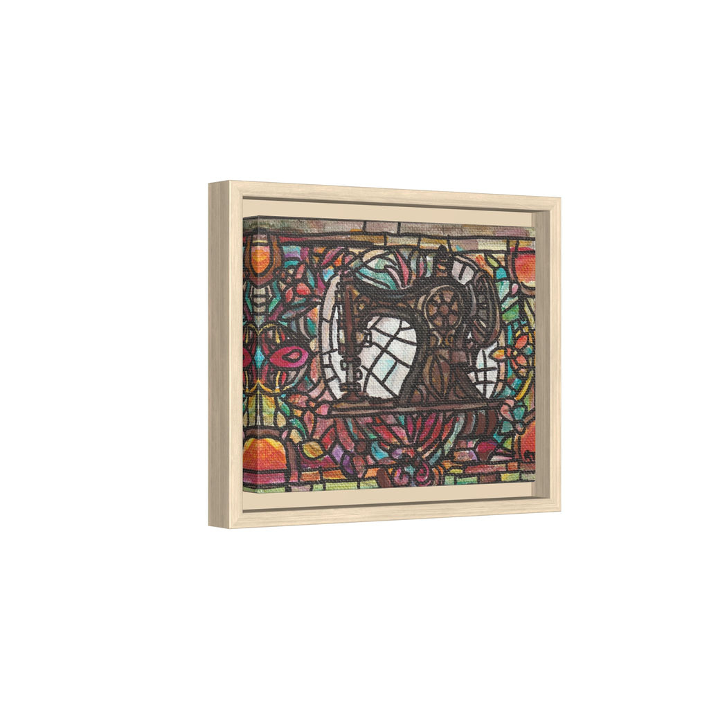 Framed Sewing Machine Stained-Glass Canvas Print of Original Great Grandma's Sewing Machine