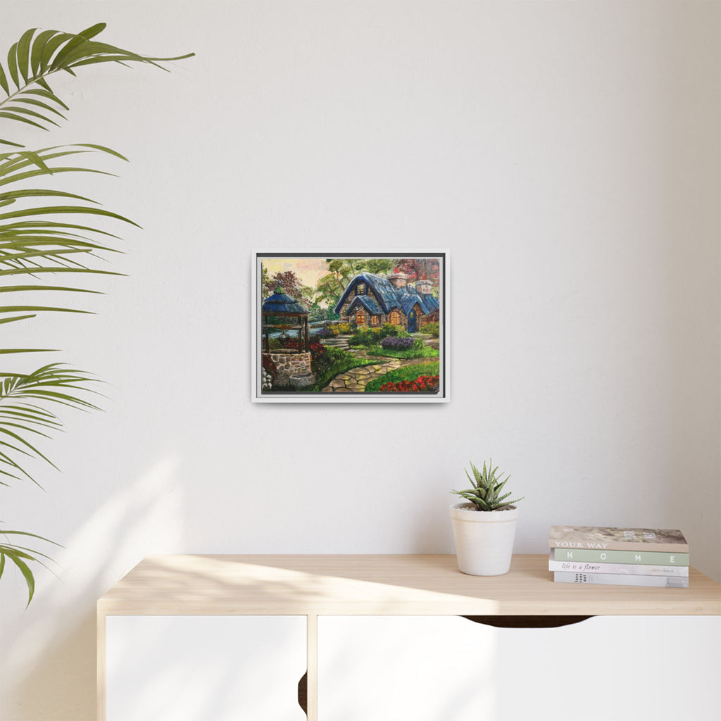 Framed Matte Canvas Cottage Well - Print of Original— Cozy Garden Pathway Print
