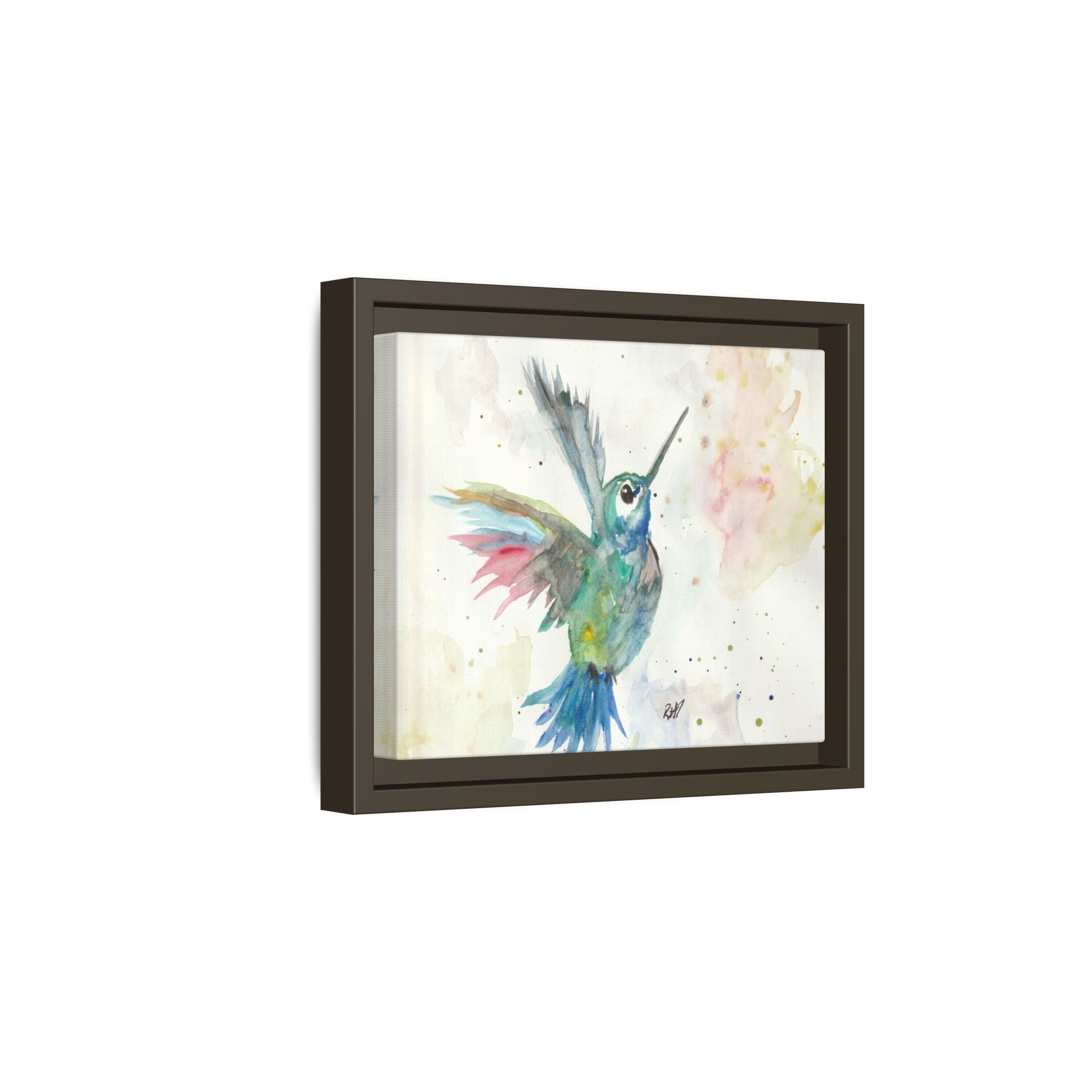 Higher Hummingbird Watercolor Framed Canvas Print of Original — Multicolor Matte Wall Art