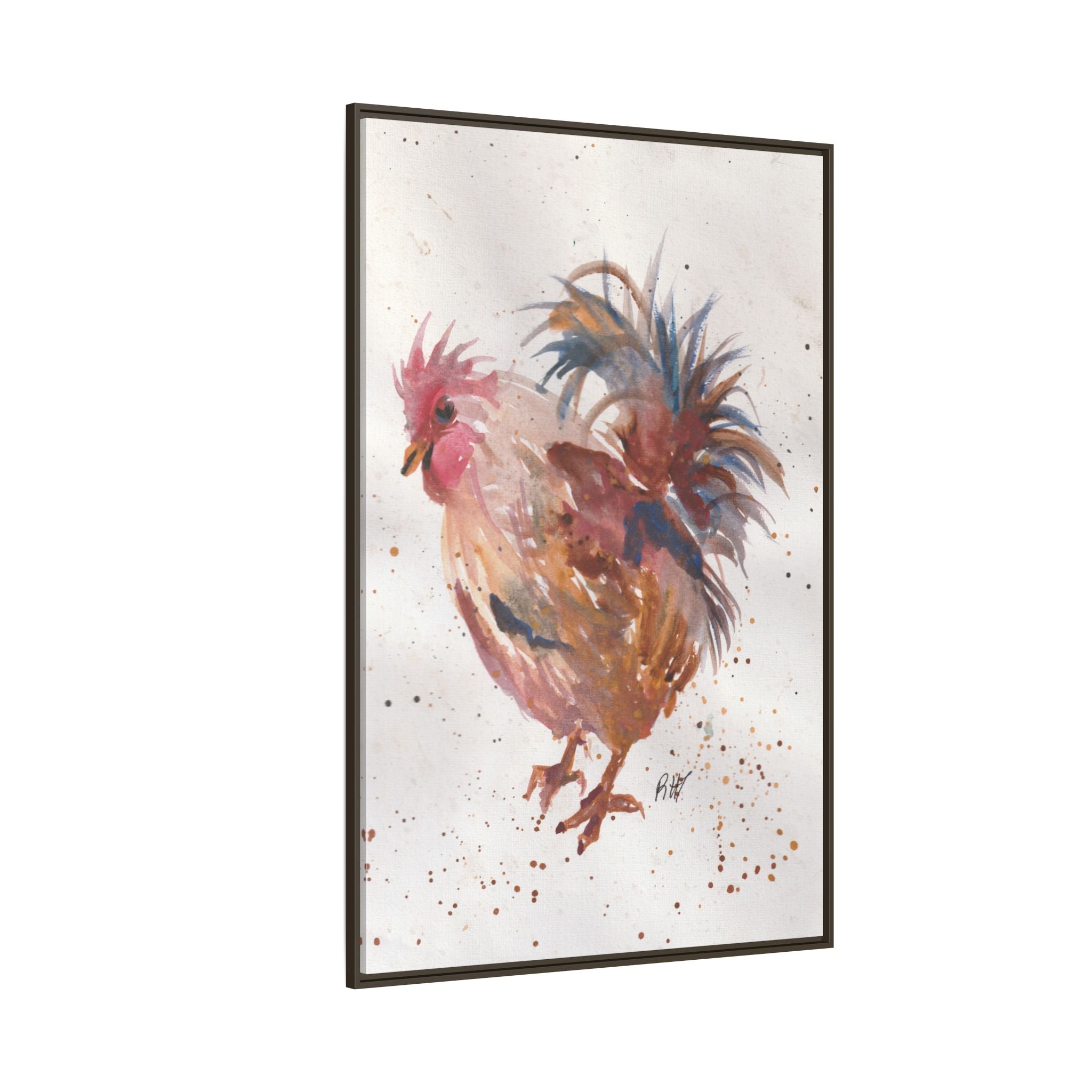 Watercolor Matte Canvas Print of Original Henrietta — Framed Farmhouse Wall Art