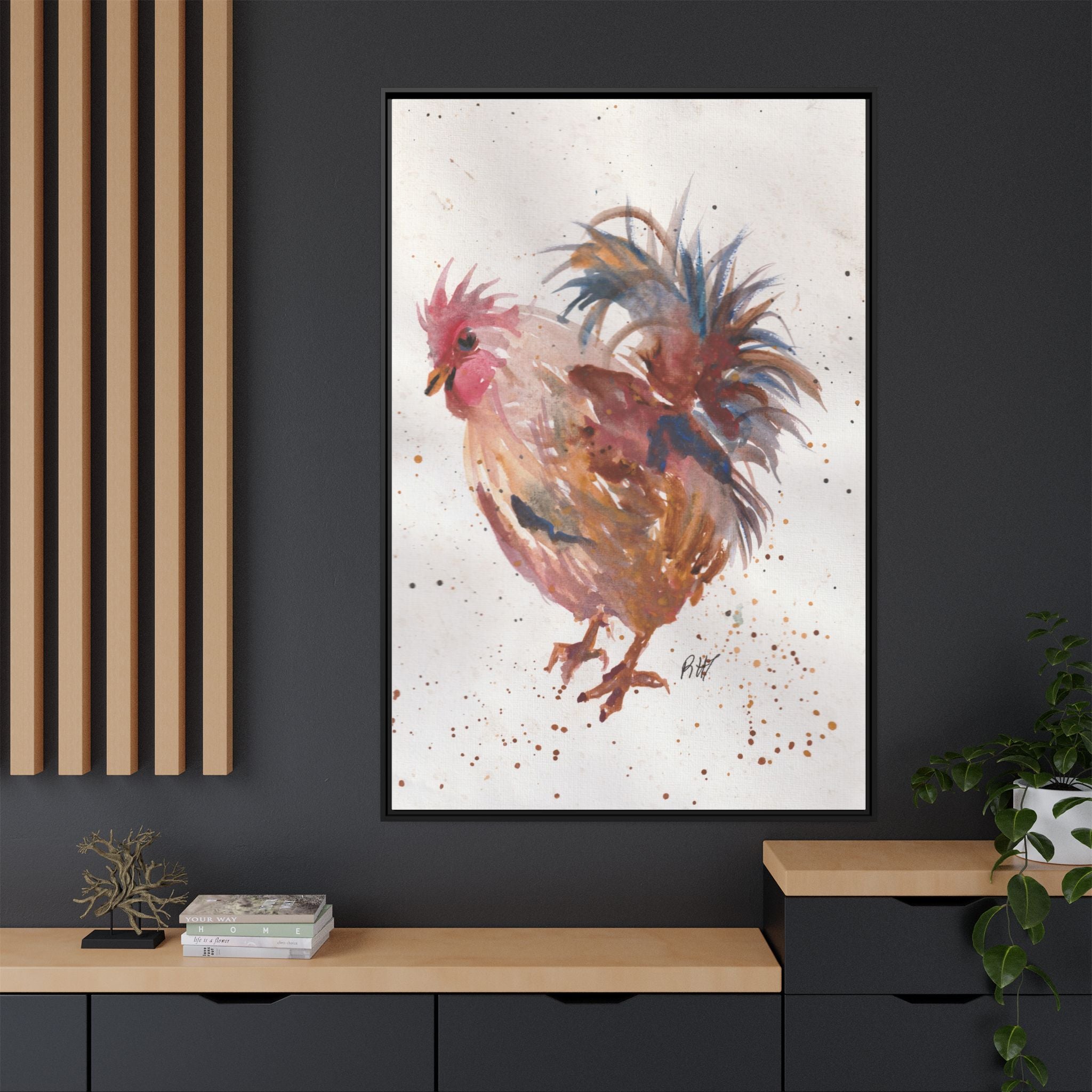 Watercolor Matte Canvas Print of Original Henrietta — Framed Farmhouse Wall Art