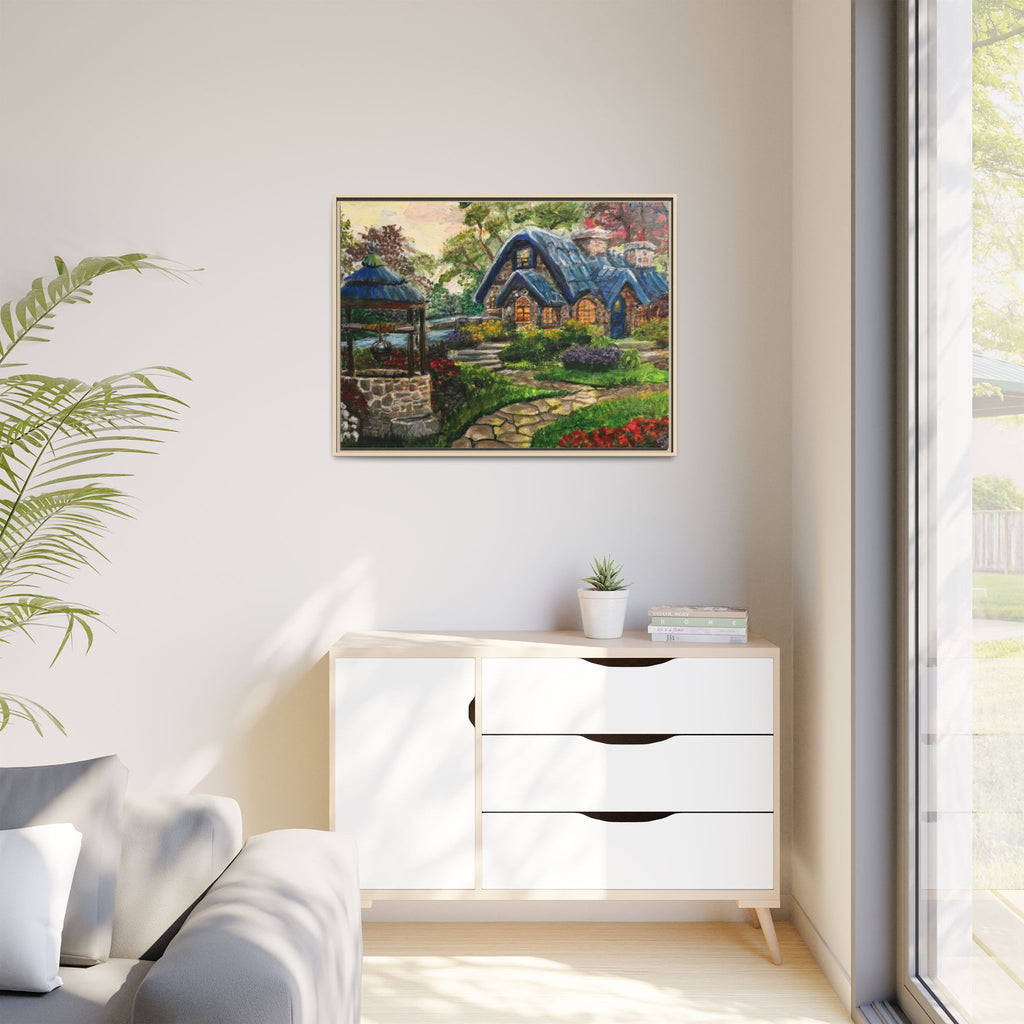 Framed Matte Canvas Cottage Well - Print of Original— Cozy Garden Pathway Print