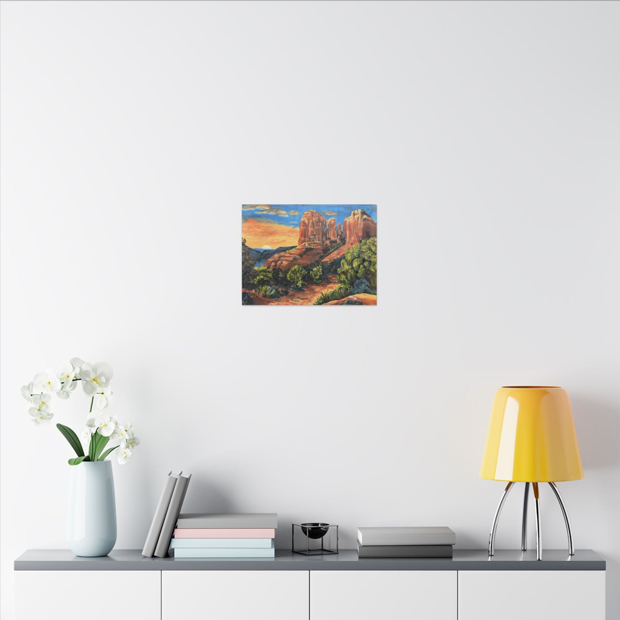 Desert Path Landscape Matte Canvas Wall Art Print of Original– Stretched Scenic Southwestern Sunset