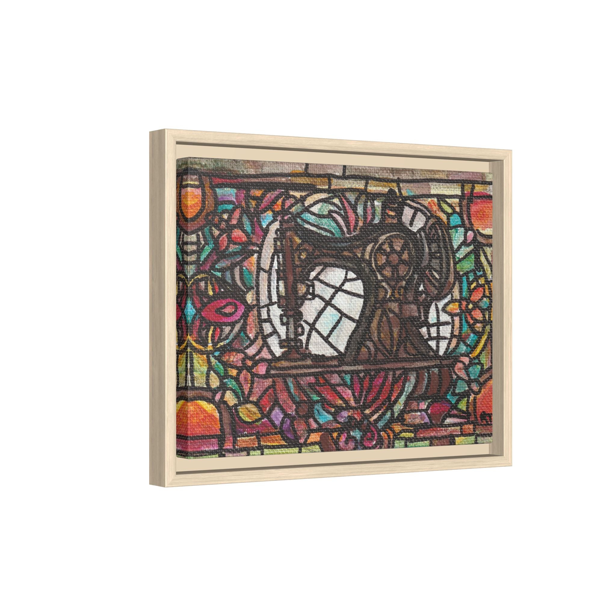 Framed Sewing Machine Stained-Glass Canvas Print of Original Great Grandma's Sewing Machine