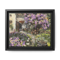 Framed Matte Canvas Print of Original Lavender Cottage— Cottage Garden with Purple Wisteria Wall Art
