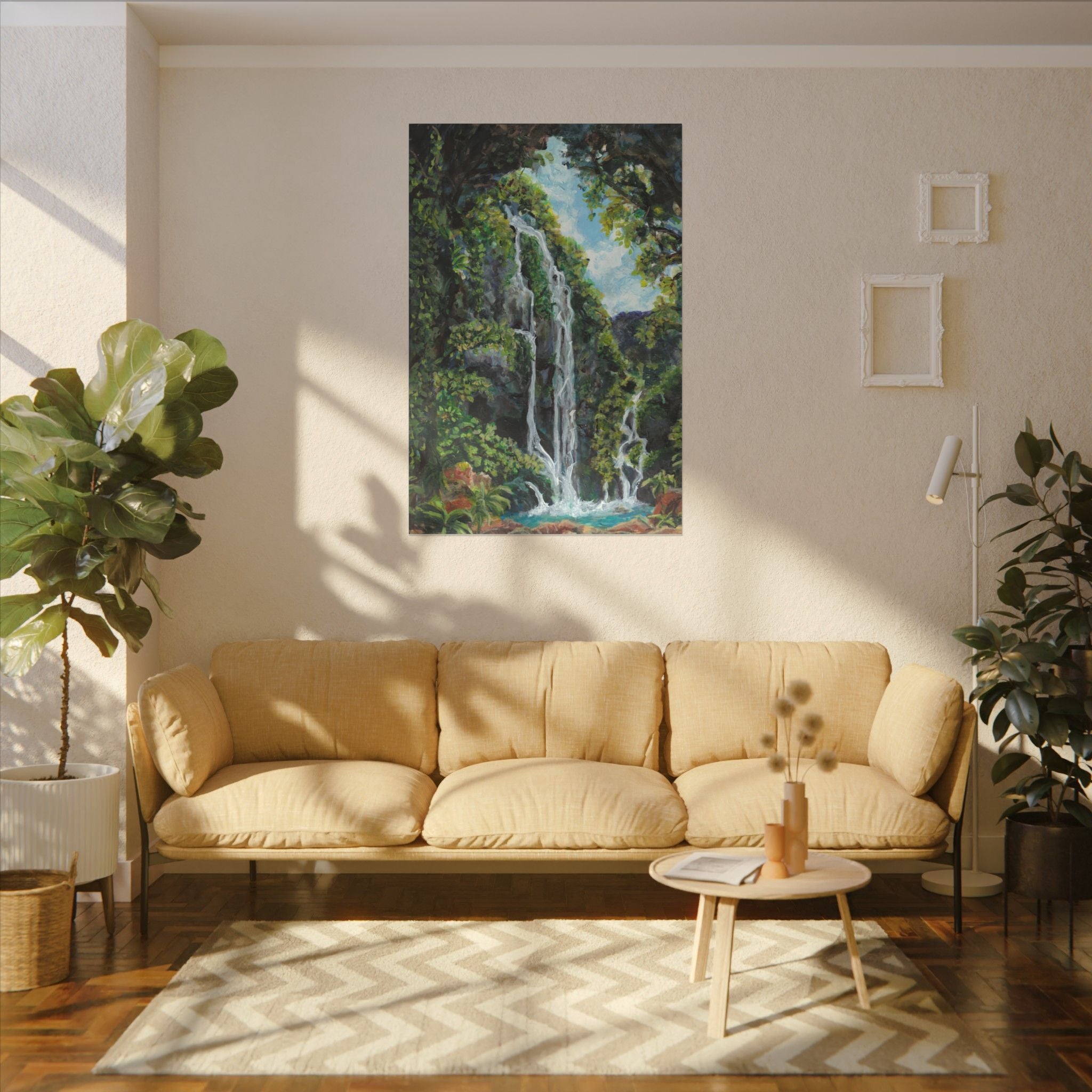 Hidden Falls Canvas Wall Art — Tropical Forest Matte Stretched Print of Original