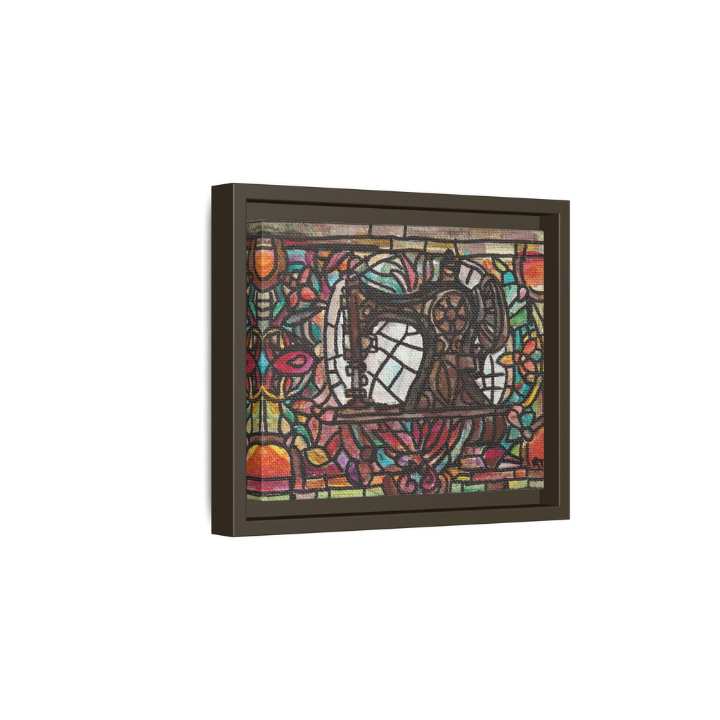 Framed Sewing Machine Stained-Glass Canvas Print of Original Great Grandma's Sewing Machine
