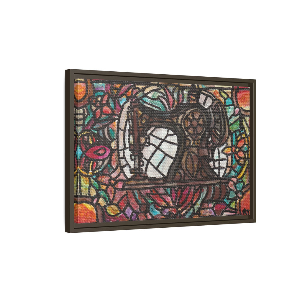 Framed Sewing Machine Stained-Glass Canvas Print of Original Great Grandma's Sewing Machine