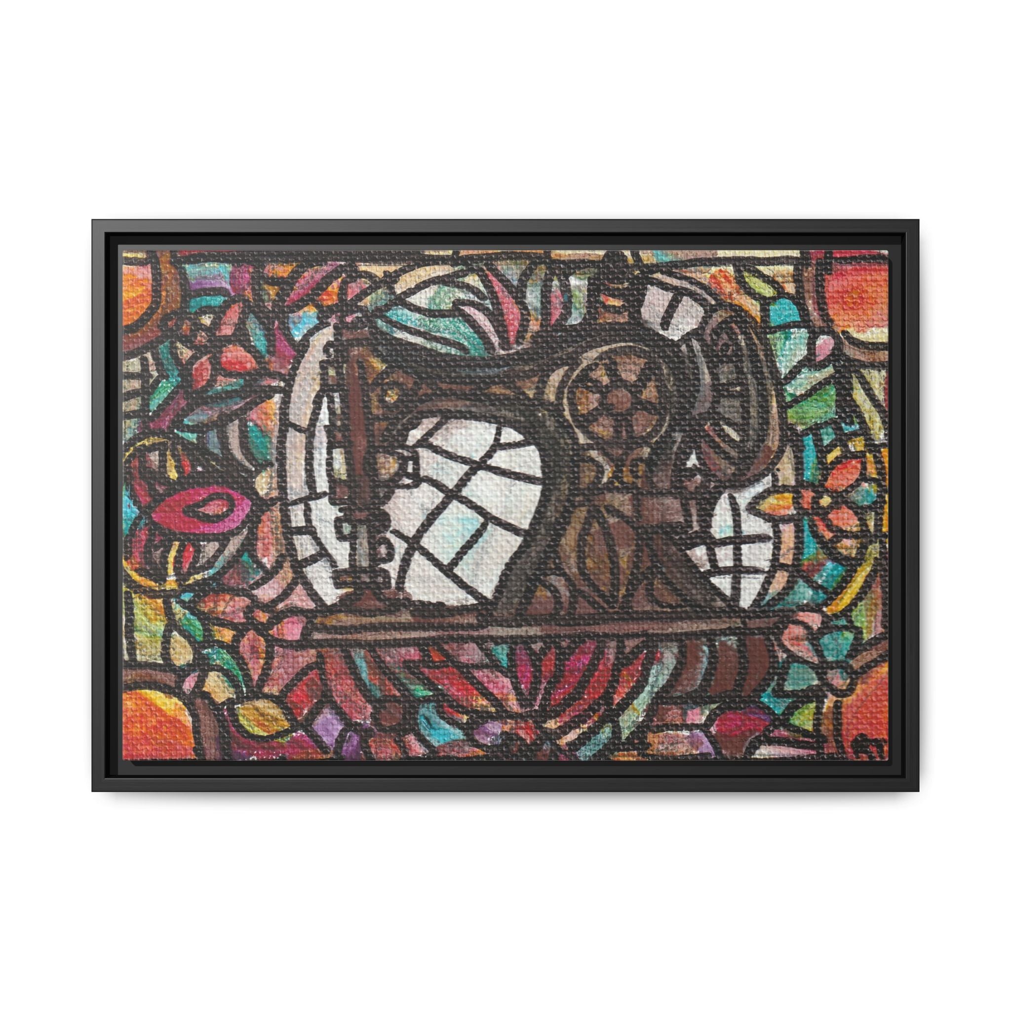 Framed Sewing Machine Stained-Glass Canvas Print of Original Great Grandma's Sewing Machine