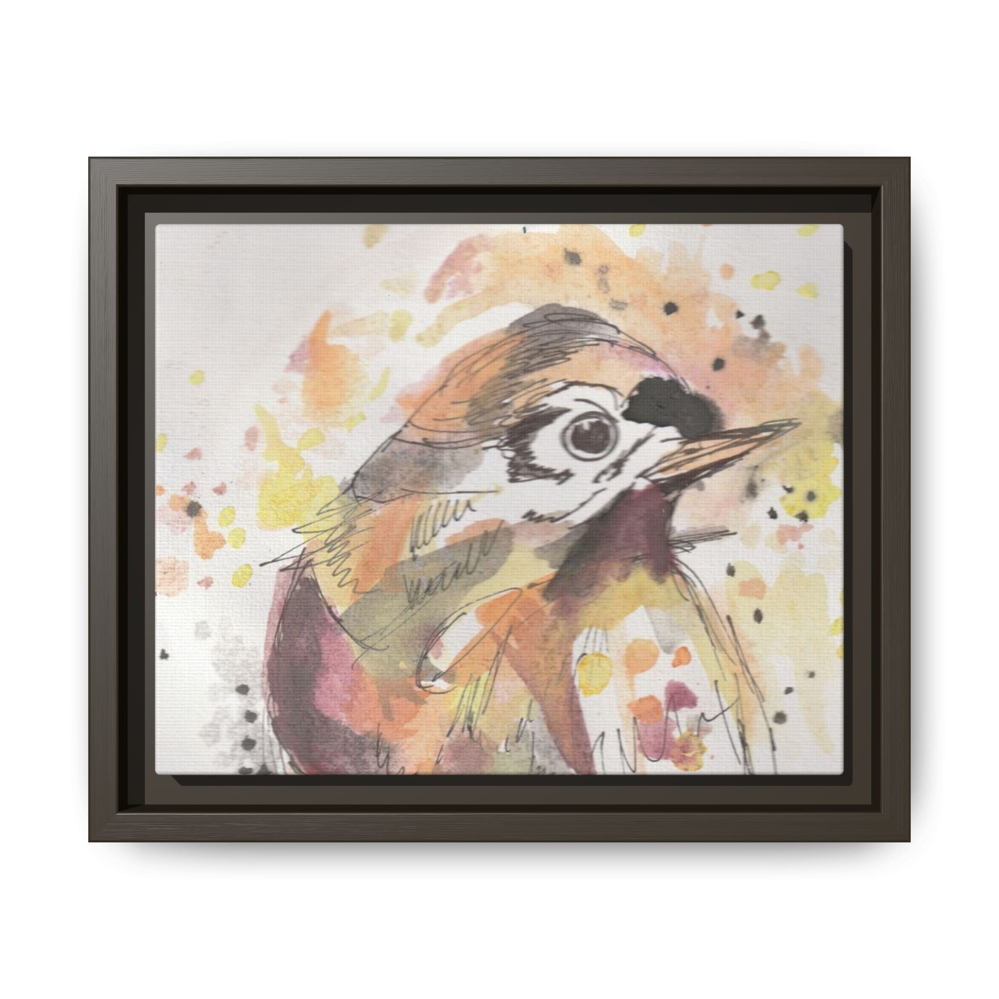 Carolina Wren Watercolor Songbird Framed Art Print of Original — Matte Canvas Wall Decor