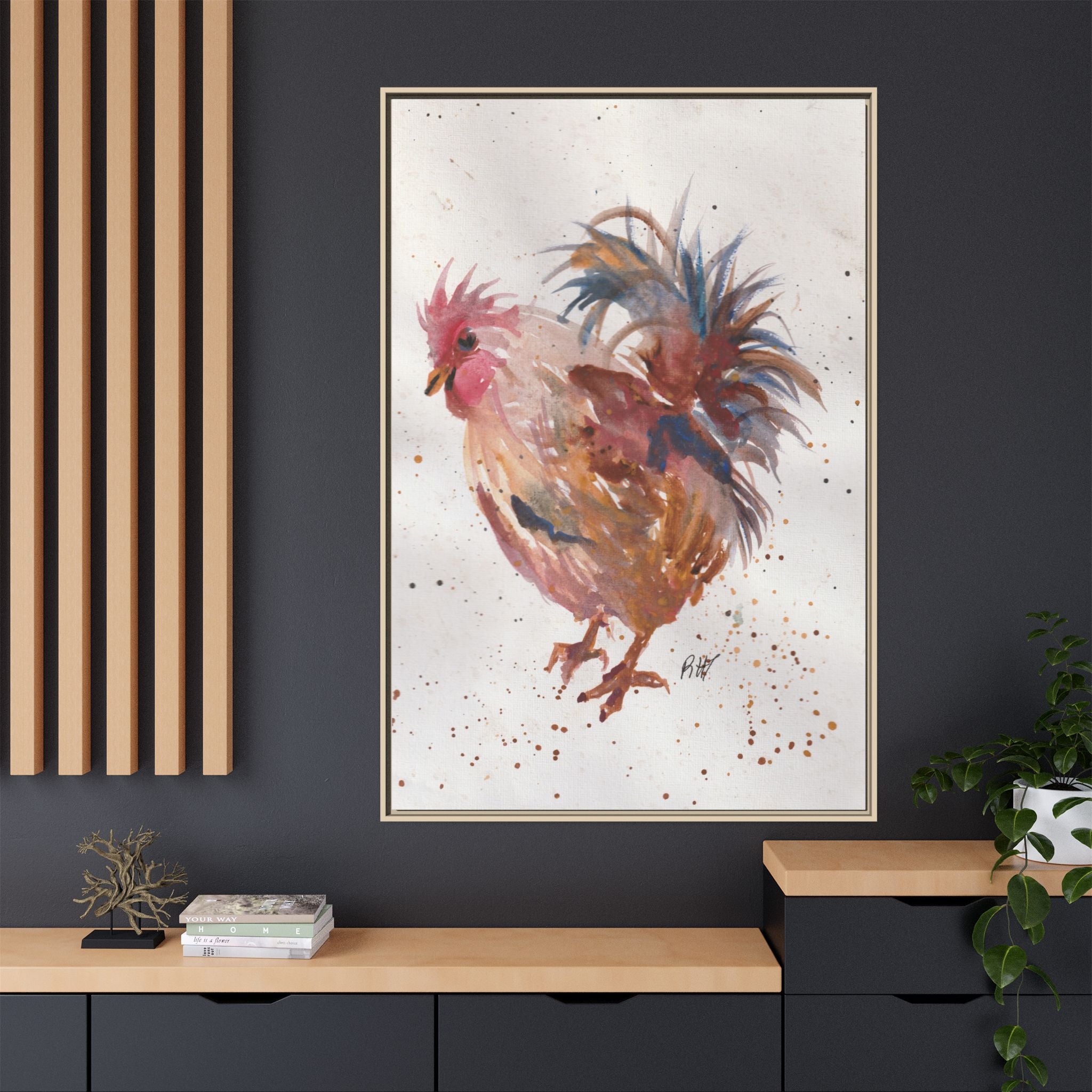 Watercolor Matte Canvas Print of Original Henrietta — Framed Farmhouse Wall Art