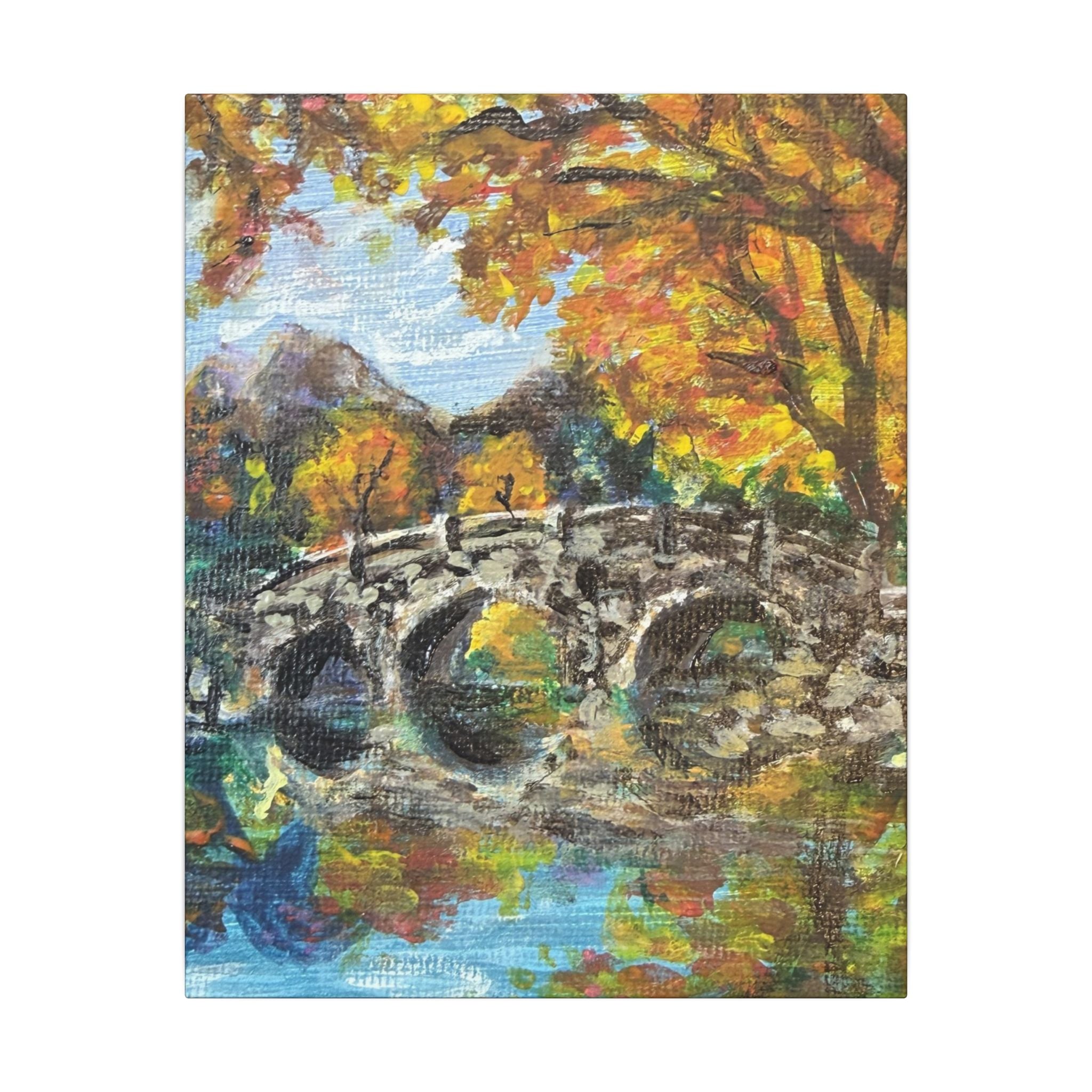 Autumn Bridge Canvas Print of Original  — Fall Landscape Wall Art