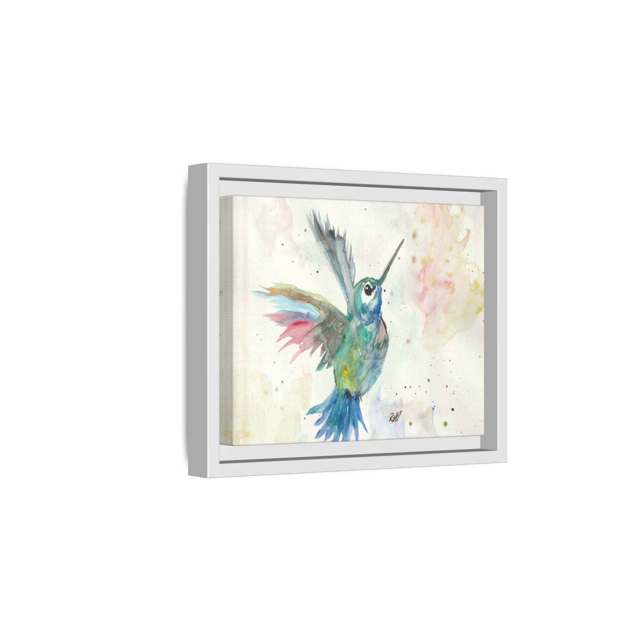Higher Hummingbird Watercolor Framed Canvas Print of Original — Multicolor Matte Wall Art