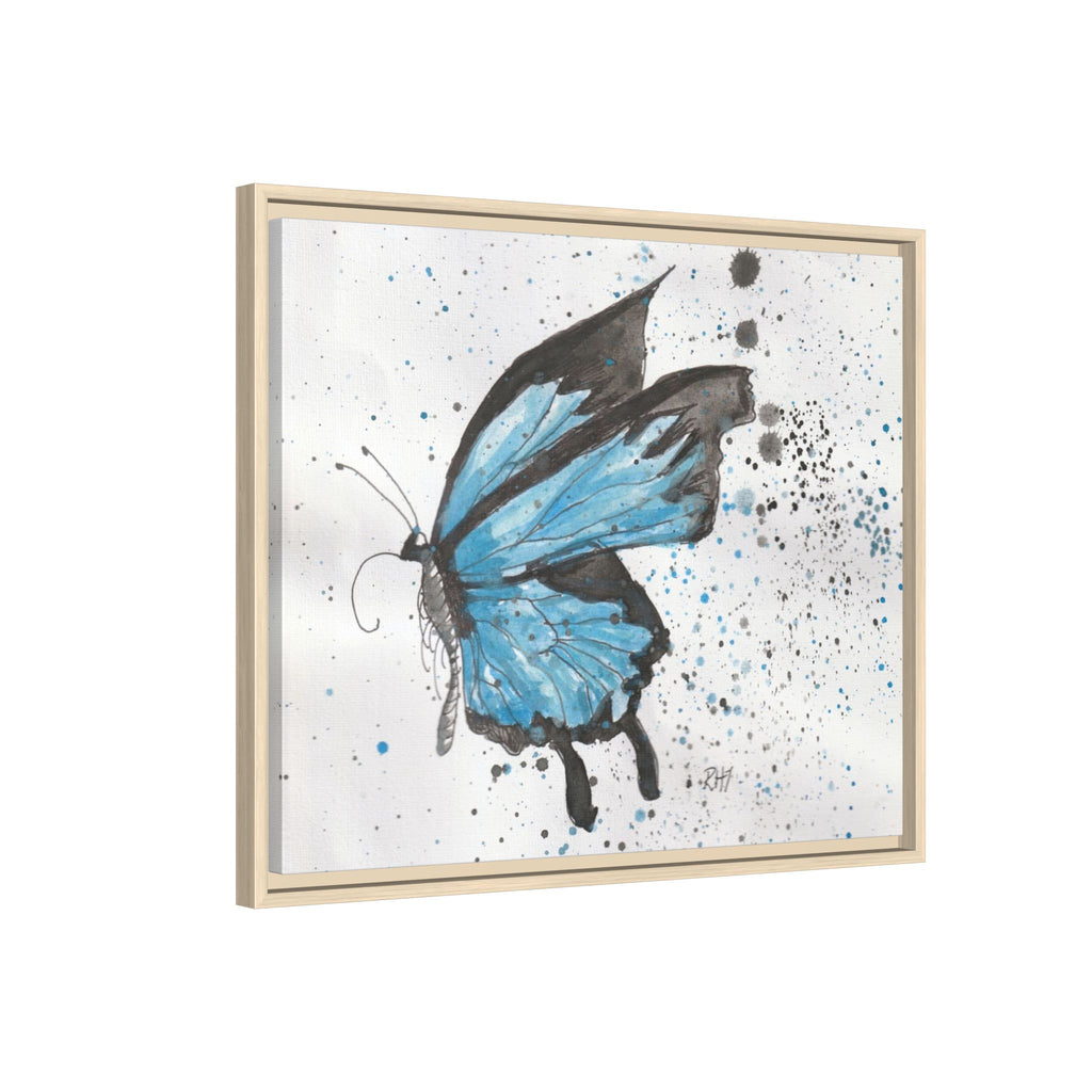 Blue Watercolor Butterfly Matte Canvas Print (Framed)