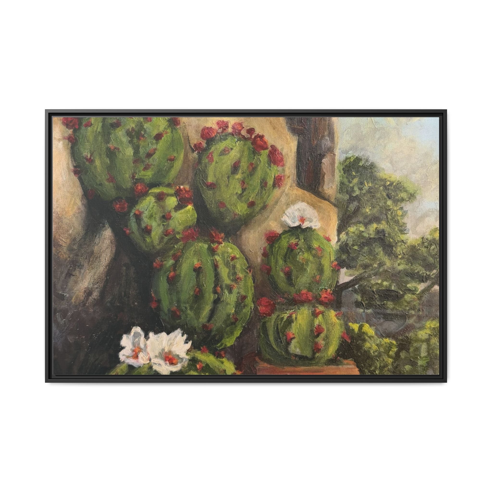 Matte Canvas Print of Original Desert Bloom, Framed (Multi-color)