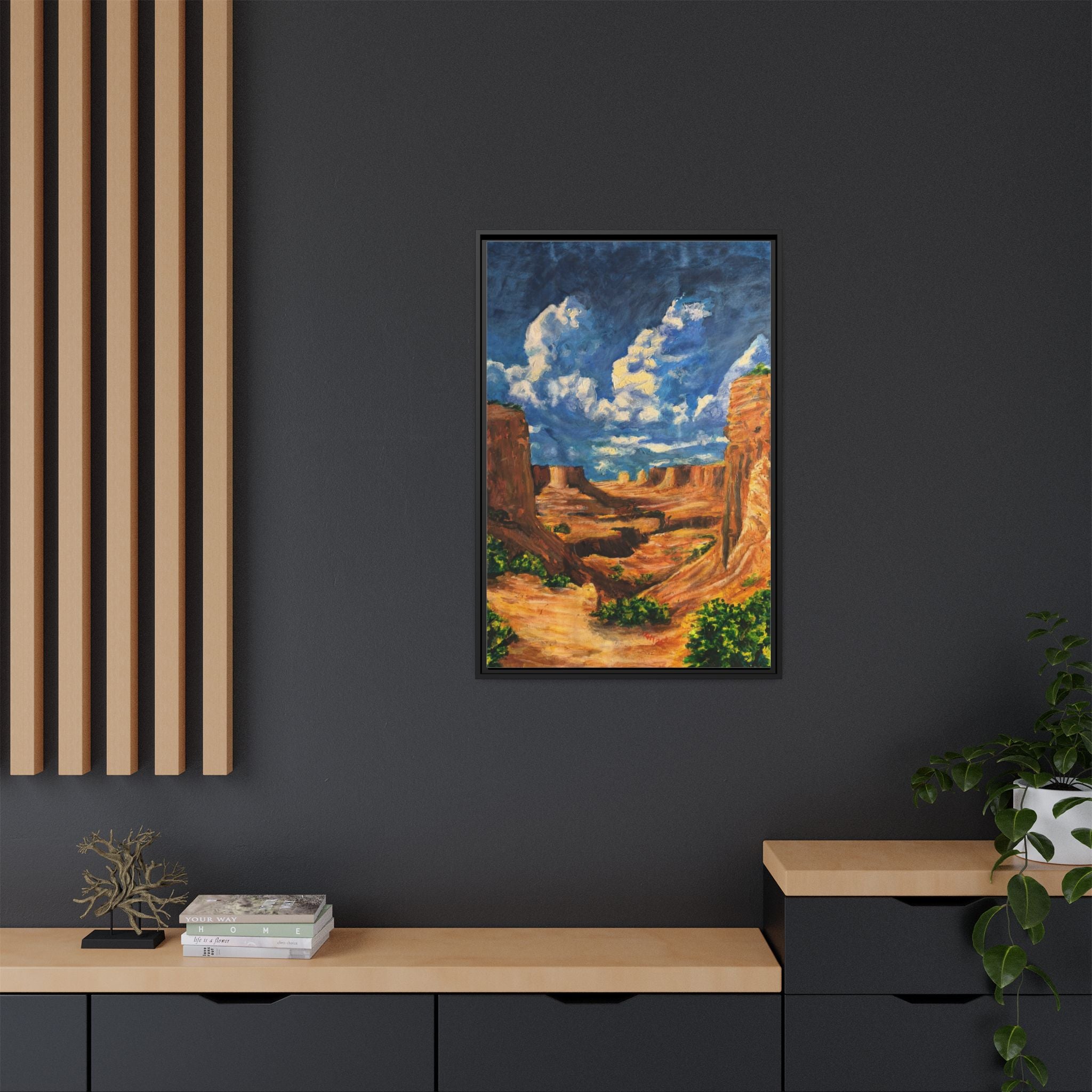 Framed Desert Canyon Matte Canvas Wall Art Print of Original — Southwestern Landscape Print
