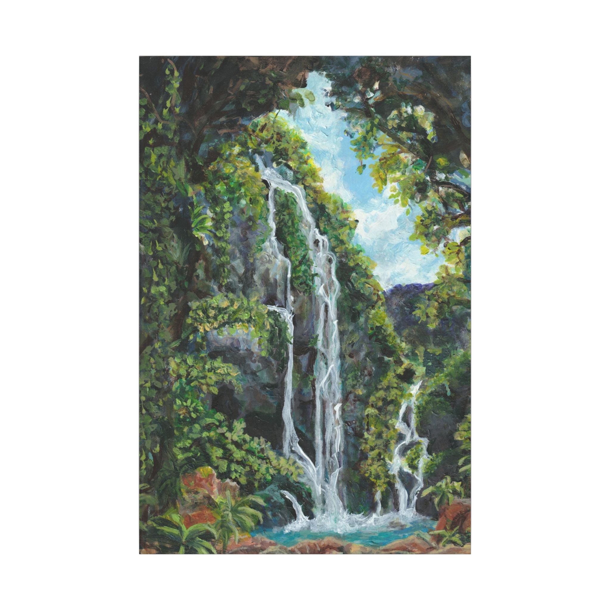 Hidden Falls Canvas Wall Art — Tropical Forest Matte Stretched Print of Original