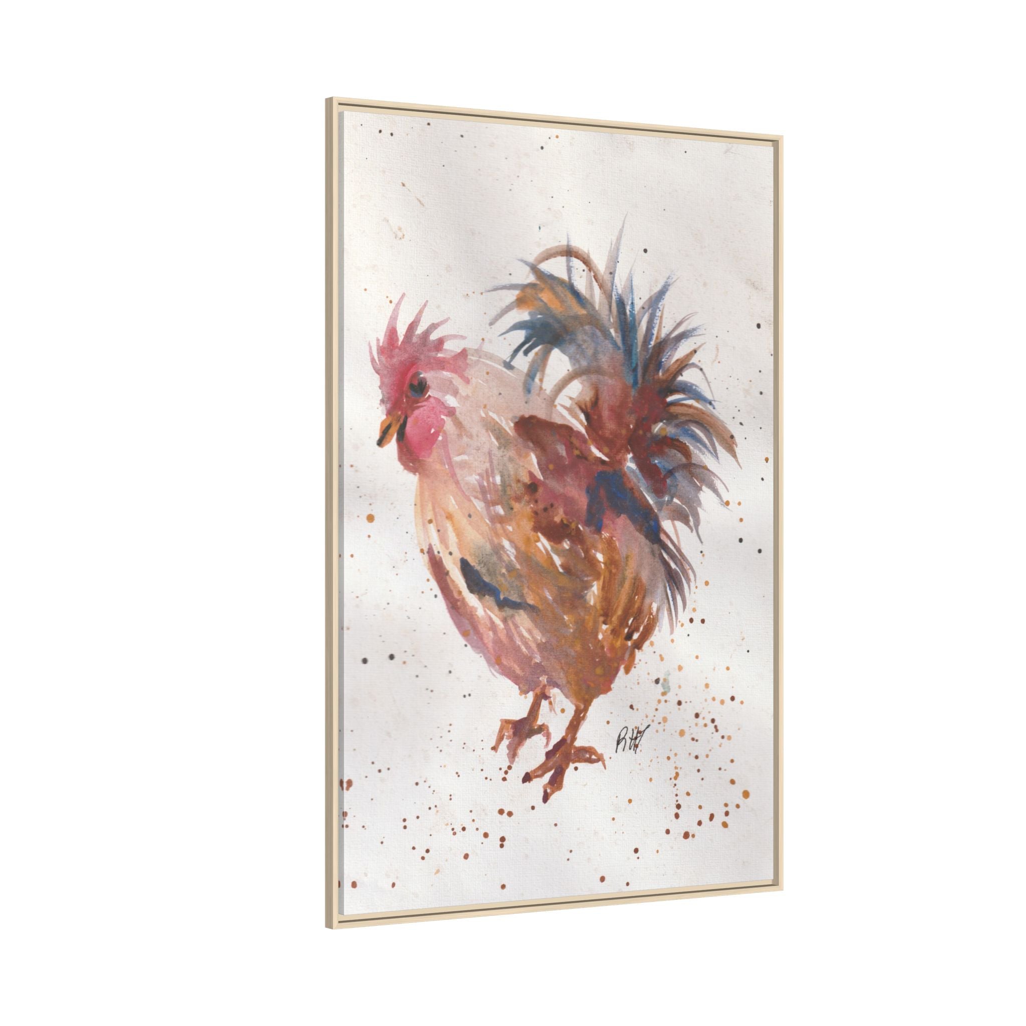 Watercolor Matte Canvas Print of Original Henrietta — Framed Farmhouse Wall Art