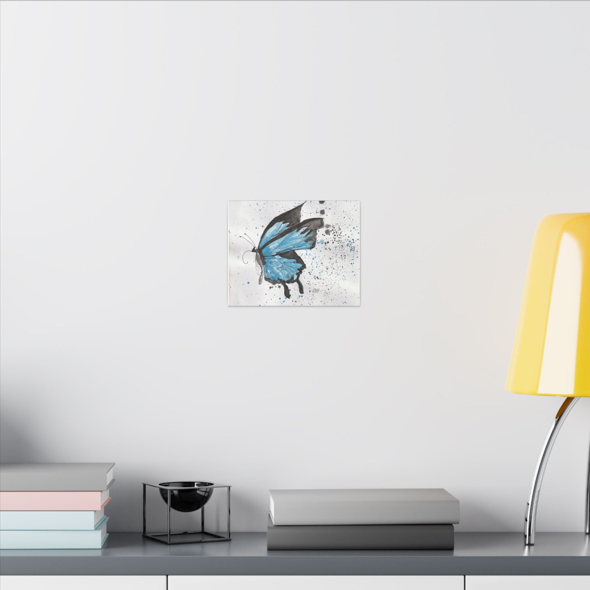 Blue Watercolor Butterfly Canvas Print — Stretched Matte Wall Art