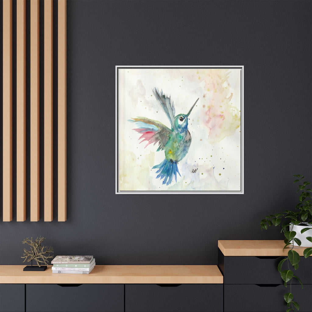 Higher Hummingbird Watercolor Framed Canvas Print of Original — Multicolor Matte Wall Art