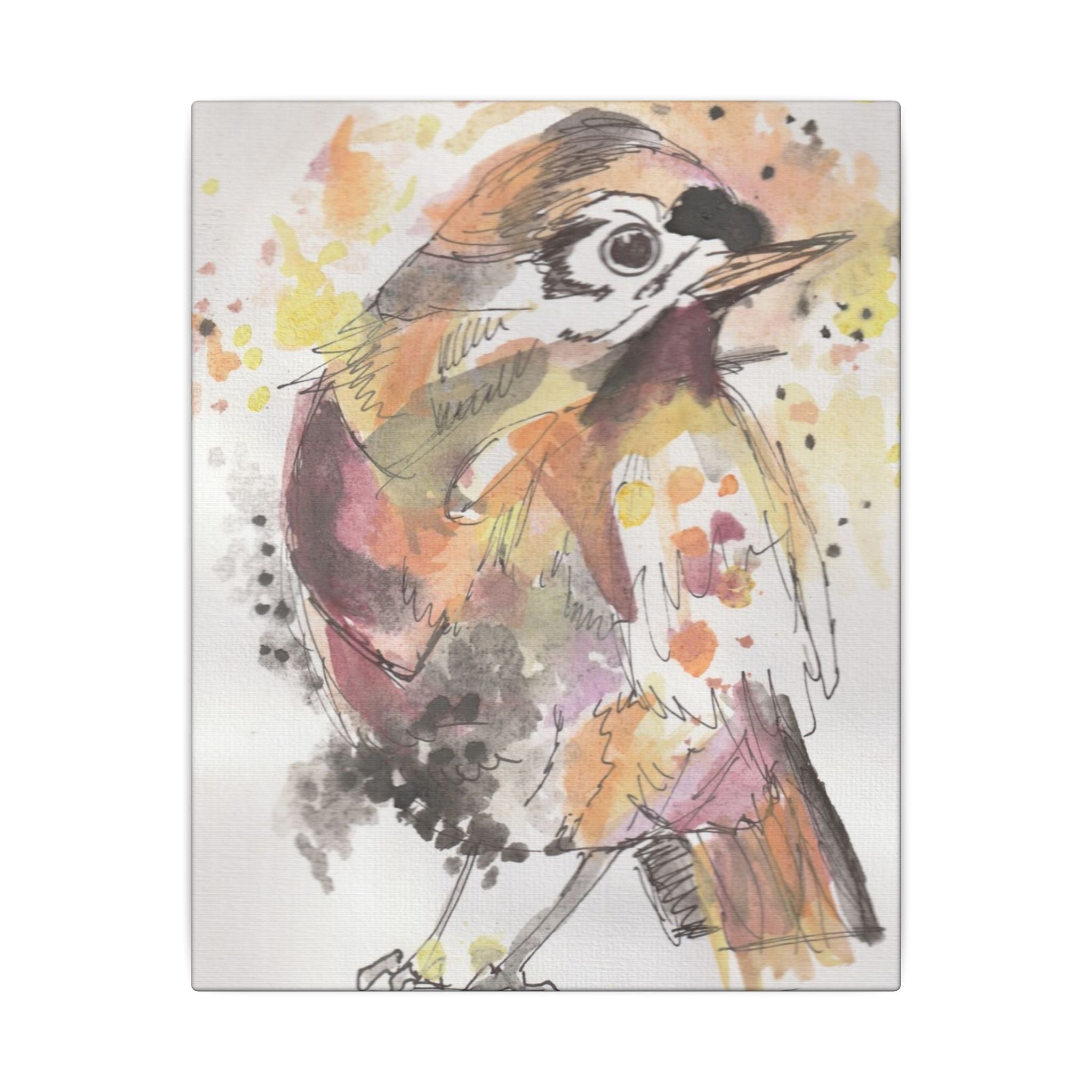 Carolina Wren Canvas Print of Original— Colorful Songbird Wall Art